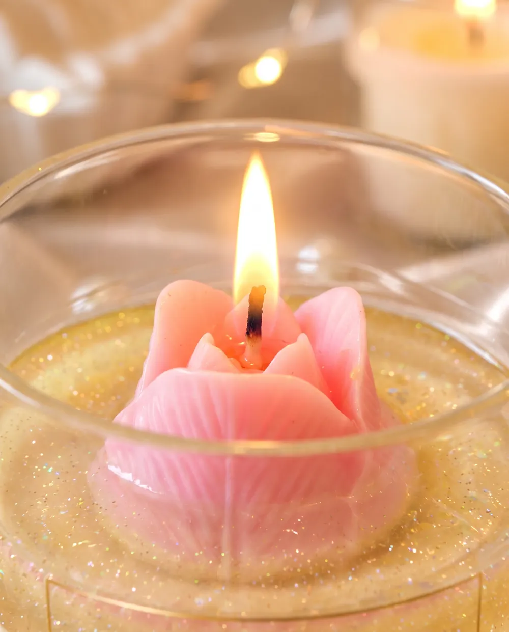Close-up of the Lotus Lagoon candle