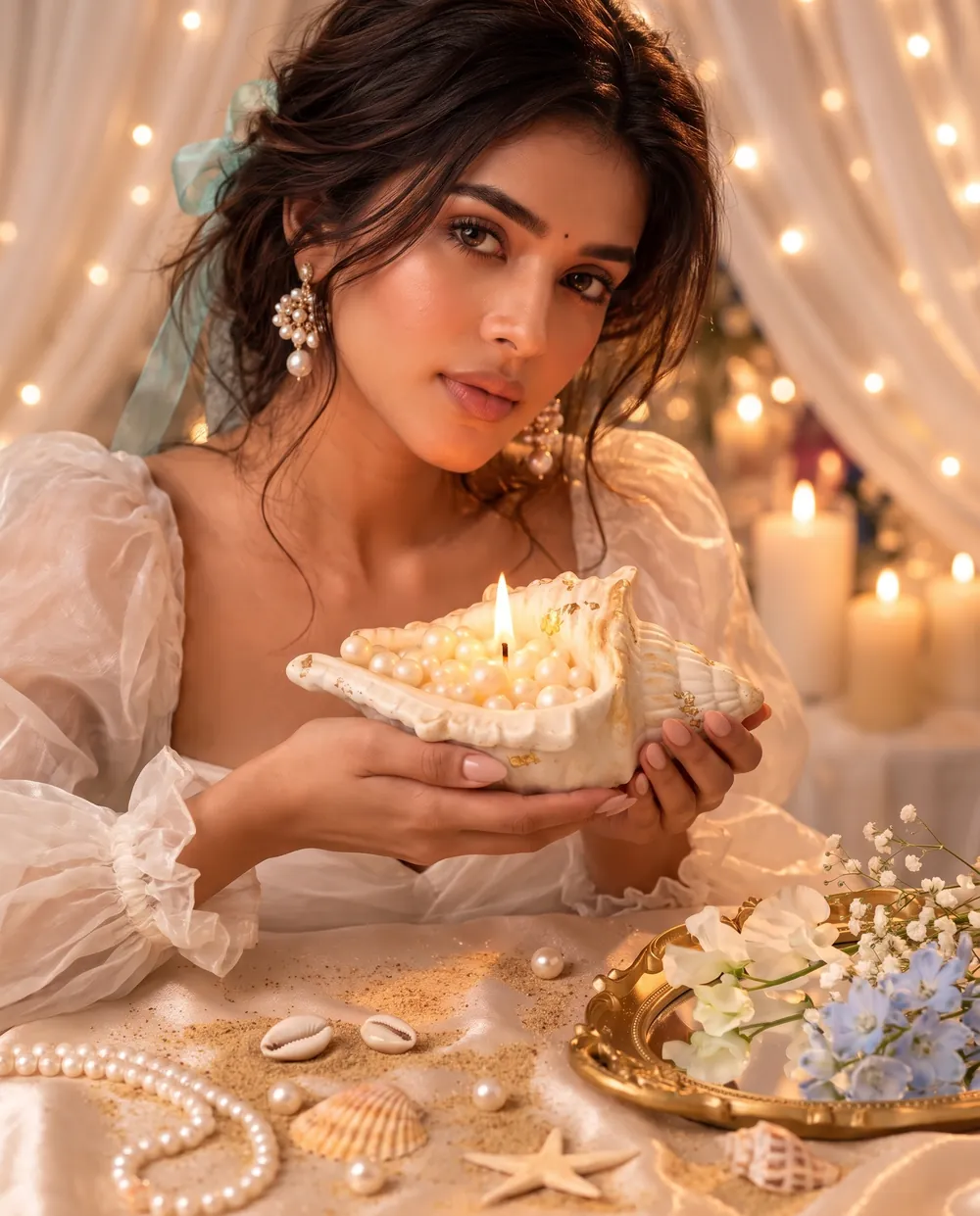 Model with the Shell and Pearl candle